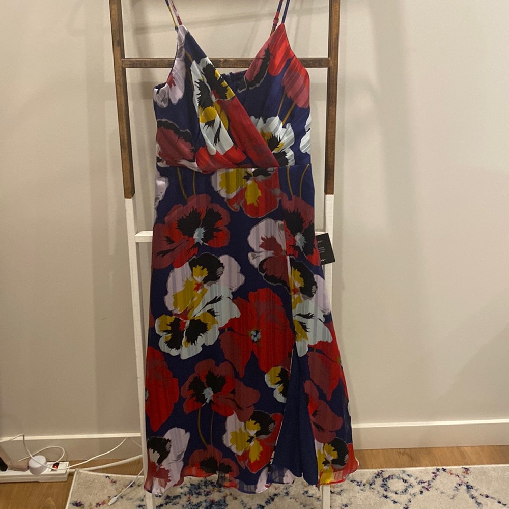 All about love royal blue floral print midi dress